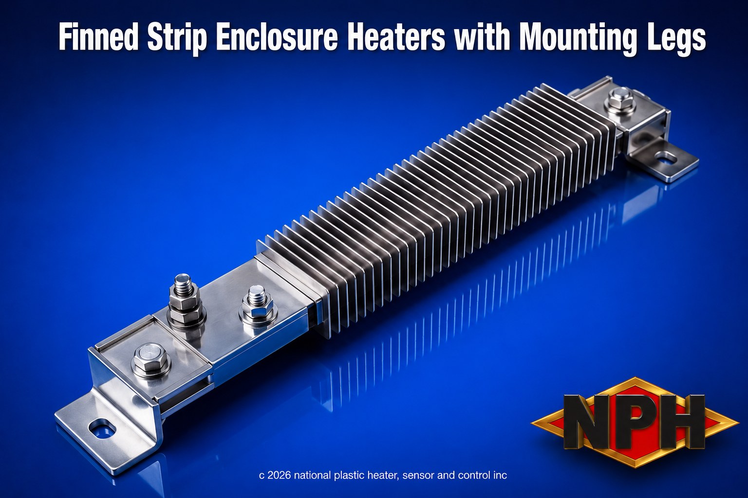 Finned Channel Strip Enclosure Heater with Mounting Legs